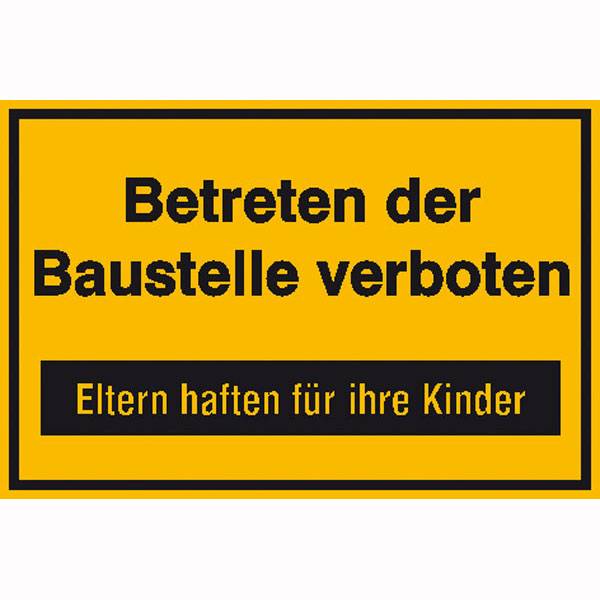 Betreten der Baustelle verboten Hinweisschild Baustellenkennz., Alu, 50x30 cm