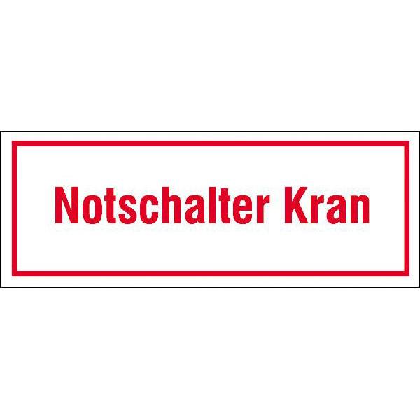 Notschalter Kran Hinweisschild zur Baustellenkennzeichnung,selbstkl.Folie ,8x3cm