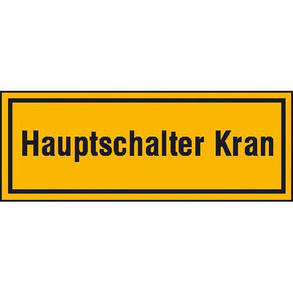 Hauptschalter Kran Hinweisschild zur Baustellenkennzeichnung, Alu, 17x7 cm