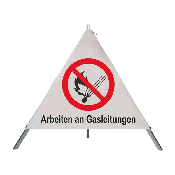Safety Faltsignal, verschiedene Symbole Höhe 90 cm Version: 36 - Symbol Achtung, Text Gasarbeiten