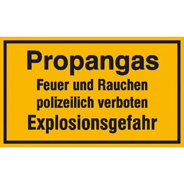 Propangas Feuer und Rauchen polizeilich verboten Hinweisschild, Alu, 25x15 cm