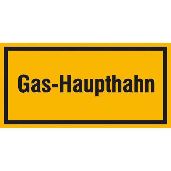Gas-Haupthahn Hinweisschild Betriebskennzeichnung, Alu geprägt, Größe 30x20 cm