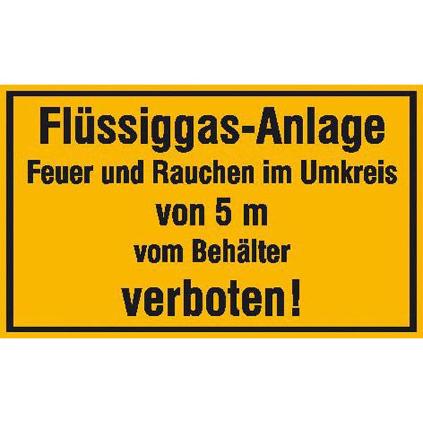 Flüssiggas-Anlage Feuer und Rauchen im Umkreis Hinweisschild, Alu, 30x20 cm