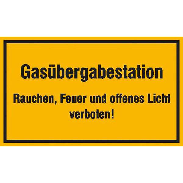 Gasübergabestation Hinweisschild zur Betriebskennzeichnung, Alu, 30x20 cm