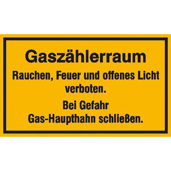 Gaszählerraum Hinweisschild zur Betriebskennzeichnung, selbstkl. Folie ,25x15cm