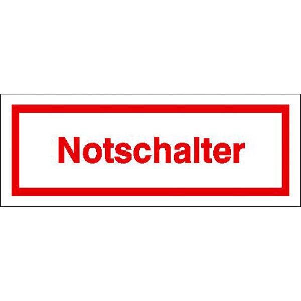 Notschalter Hinweisschild zur Betriebskennzeichnung, Alu geprägt, Größe 17x7 cm
