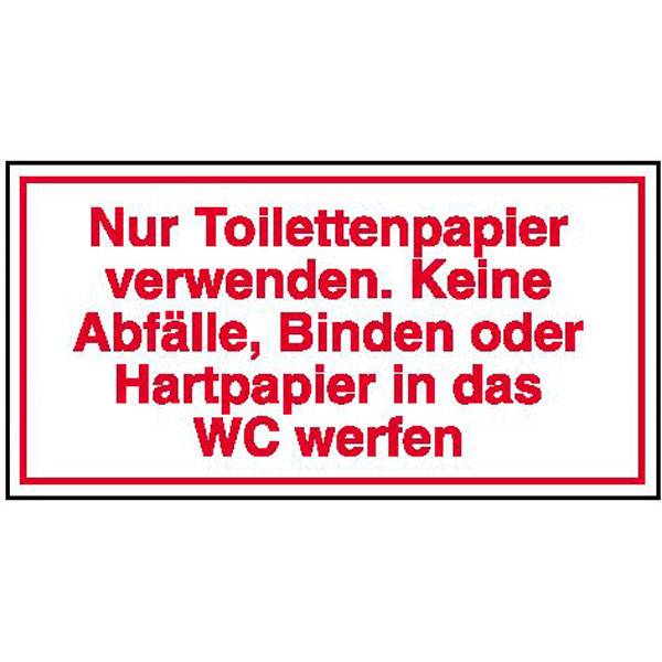 Nur Toilettenpapier verwenden. Keine Abfälle Hinweisschild, selbstkl.,20x10cm