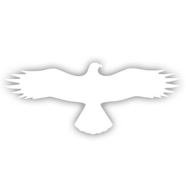 Hinweisschild für Gewerbe, weiß, Symbol -Bussard-, selbstkl.Folie,36x14,50cm