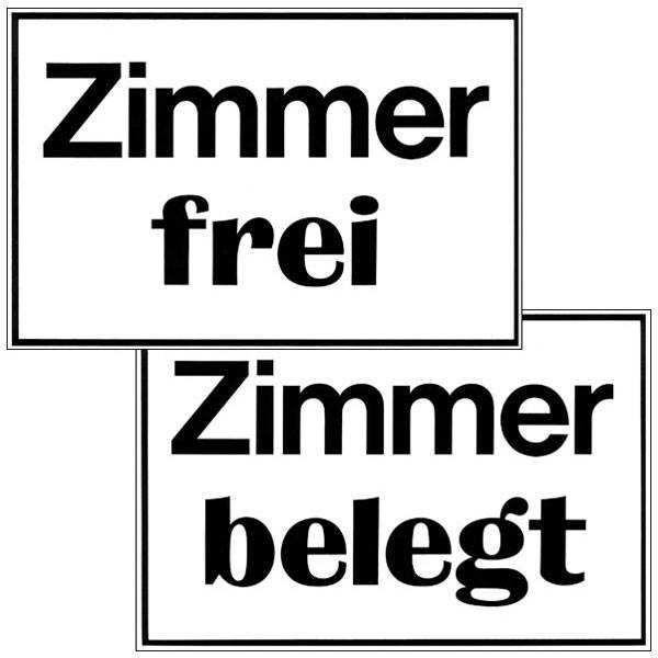 Vorderseite: Zimmer frei, Rückseite: Zimmer belegt, Kunststoff, 30x20 cm