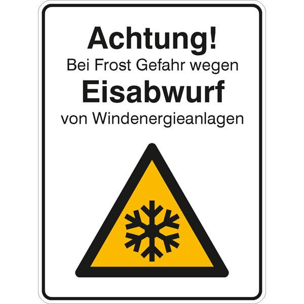 Warnschild, Eisabwurf von Windenergieanlagen bei Frost, Größe: 30,0 x 40,0 cm