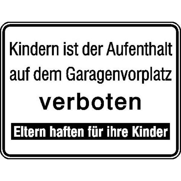 Kindern ist der Aufenthalt auf dem Garagenvorplatz.., Alu geprägt, Gr. 33x25 cm
