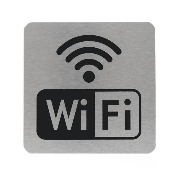 WiFi Schild, Aluminium, inkl. schwarzem Folientext, 15,0 x 15,0 cm