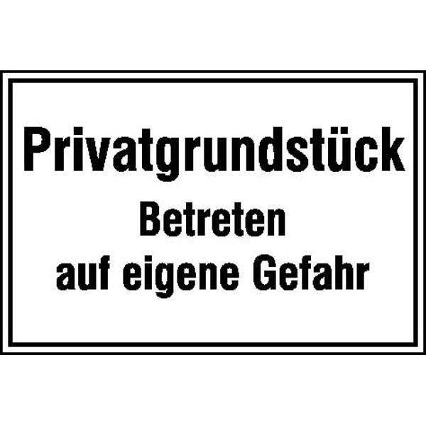 Privatgrundstück - Betreten auf eigene Gefahr Hinweisschild, Alu, 30x20 cm