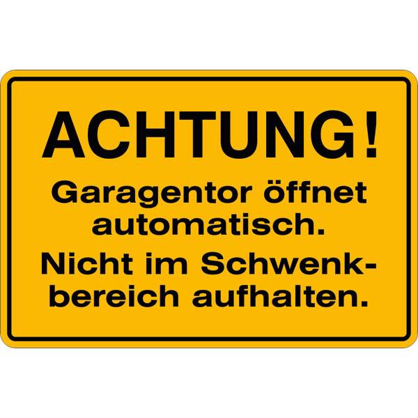 Achtung! Garagentor öffnet automatisch… Aluminium, 30 x 20 cm