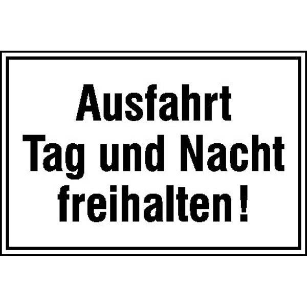 Ausfahrt Tag und Nacht freihalten! Hinweisschild für Ausfahrten, Alu, 25x15 cm