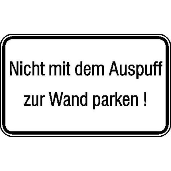 Hinweisschild Tankanlagen und Garagen Nicht mit dem Auspuff zur.., Alu, 30x20 cm