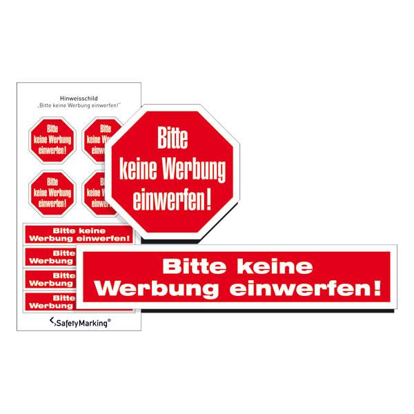 Hinweisschild - Gewerbe und Privat, Bitte keine Werbung einwerfen, Größe: 4x4cm