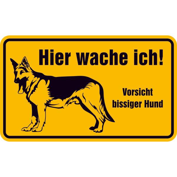 Vorsicht bissiger Hund, Hier wache ich! Alu, Größe: 20 x 12 cm