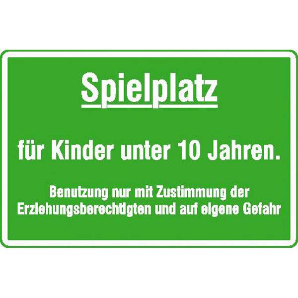 Spielplatzschild Spielplatz für Kinder unter 10 Jahren, Alu, 60x40 cm