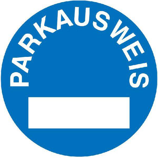 Parkausweis-Vignette, blau mit Freifeld zur Selbstbeschr,selbstkl. Folie ,6,50cm