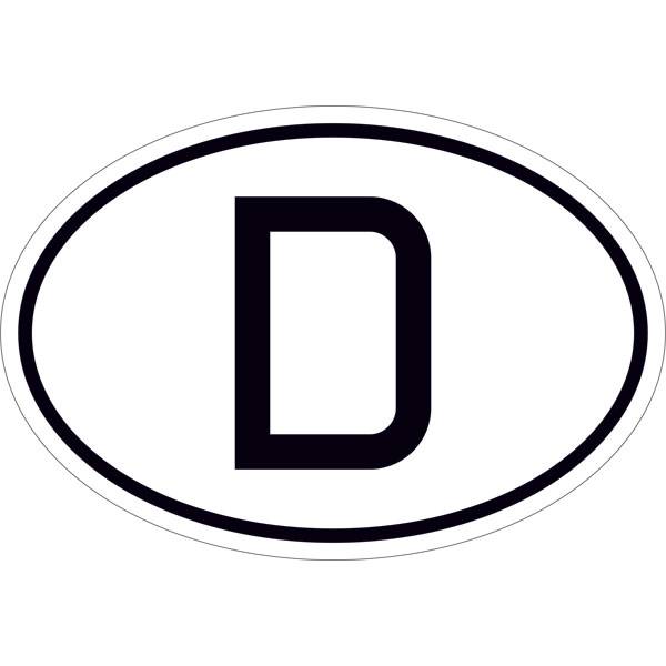 Kennzeichen für Deutschland, D Hinweisschild für Kfz.,selbstkl. Folie,19x13cm