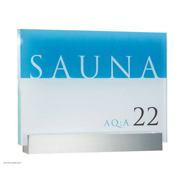 Türschilder CLEAR, 2 x 3 mm ESG, 1 Halter, Aluminium, Maße: 20,0 x 15,0 x 2,4 cm