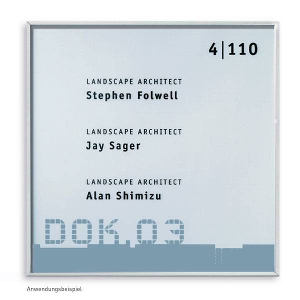 Türschilder NEW AGE, Acrylglasabdeckung, mit Sicherung, Maße: 15 x 15 cm