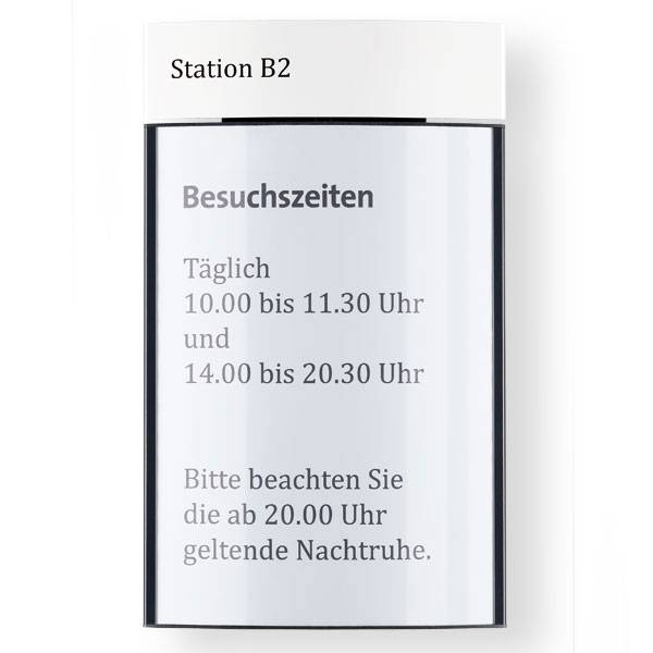 Wandschild, 22,1 x 38,1cm, gewölbt, mit Papiereinlage A4 hoch, Paneelfarbe: weiß