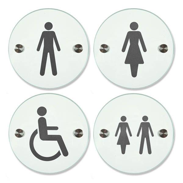 Türschild Orbis, 2 x 4 mm ESG, 2 Halter à 13 mm, Durchmesser: 12,0 cm Version: 03 - WC