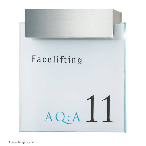 Türschilder CLEAR, 2 x 3 mm ESG, 1 Halter, Aluminium, Maße: 10,0 x 10,0 x 2,4 cm