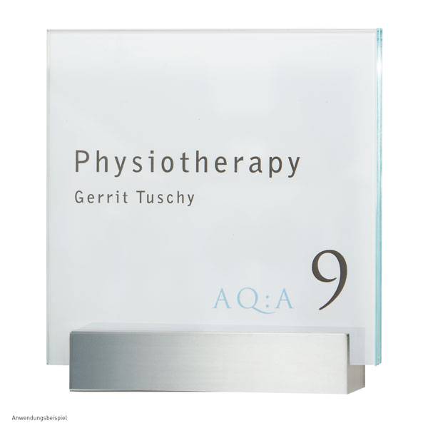 Türschilder CLEAR, 2 x 3 mm ESG, 1 Halter, Aluminium, Maße: 14,0 x 14,0 x 2,4 cm