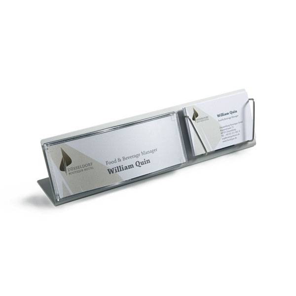 Tischaufsteller OCEAN, ½ A6 Schild&amp; Visitenkartenhalter, Maße: 22,5 x 6,1 x 6,1 cm