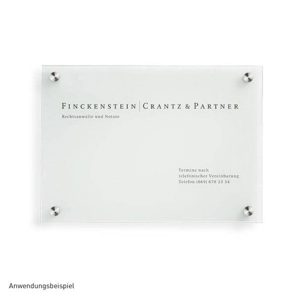 Wandschilder CRISTALLO, 8 mm ESG, 4 Halter à 13 mm, Maße: 42,0 x 20,0 x 2,8 cm