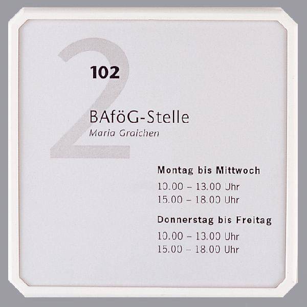 VARIO SIGN Futur Türschilder, Farbe: weiß, Maße: 15,5 x 15,5 x 1,2 cm