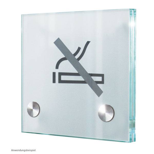 Türschilder CRISTALLO, 2 x 4 mm ESG, 2 Halter à 13 mm, Maße: 15,0 x 15,0 x 2,8 cm