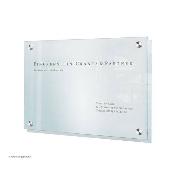 Wandschilder A3 CRISTALLO, 8 mm ESG, 4 Halter à 18 mm, Maße: 42,0 x 29,7 x 2,8 cm