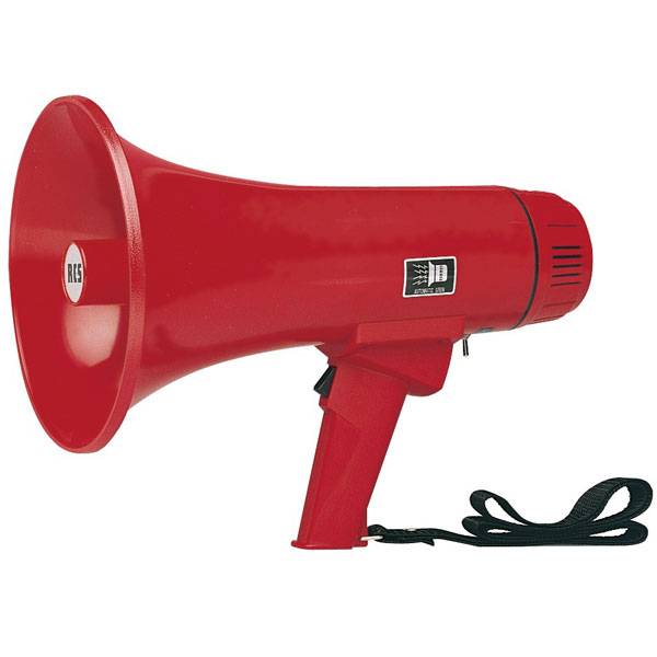 Transistor-Megaphon 12 Watt aus ABS mit Sprechtaste und Lautstärkeregler