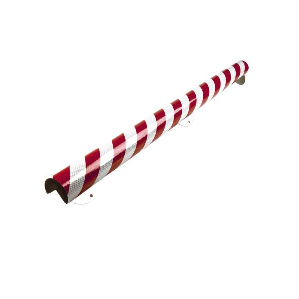 Knuffi Eckschutz Edelstahlunterlage,Typ A+,rot/weiß refl., LxDurchm. 100x6cm
