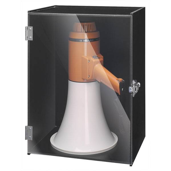 Aufbewahrungsbox für Megaphone aus Multiplex-Holz