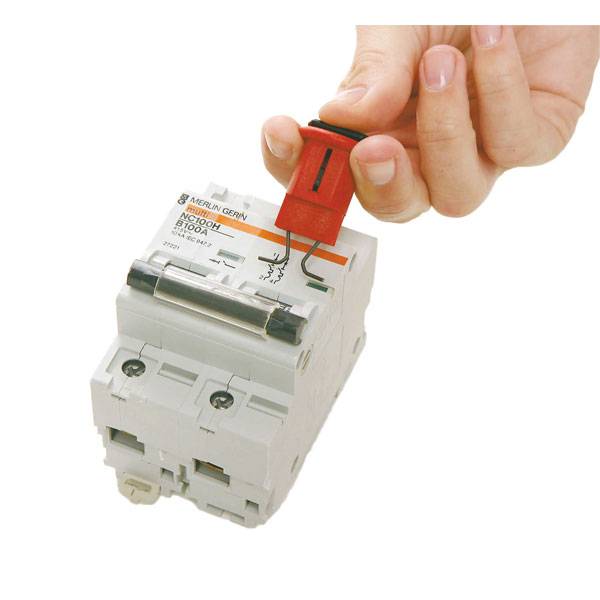 Brady Mini Schutzschalter-Verriegelung, Typ Pin-Out Wide (POW)