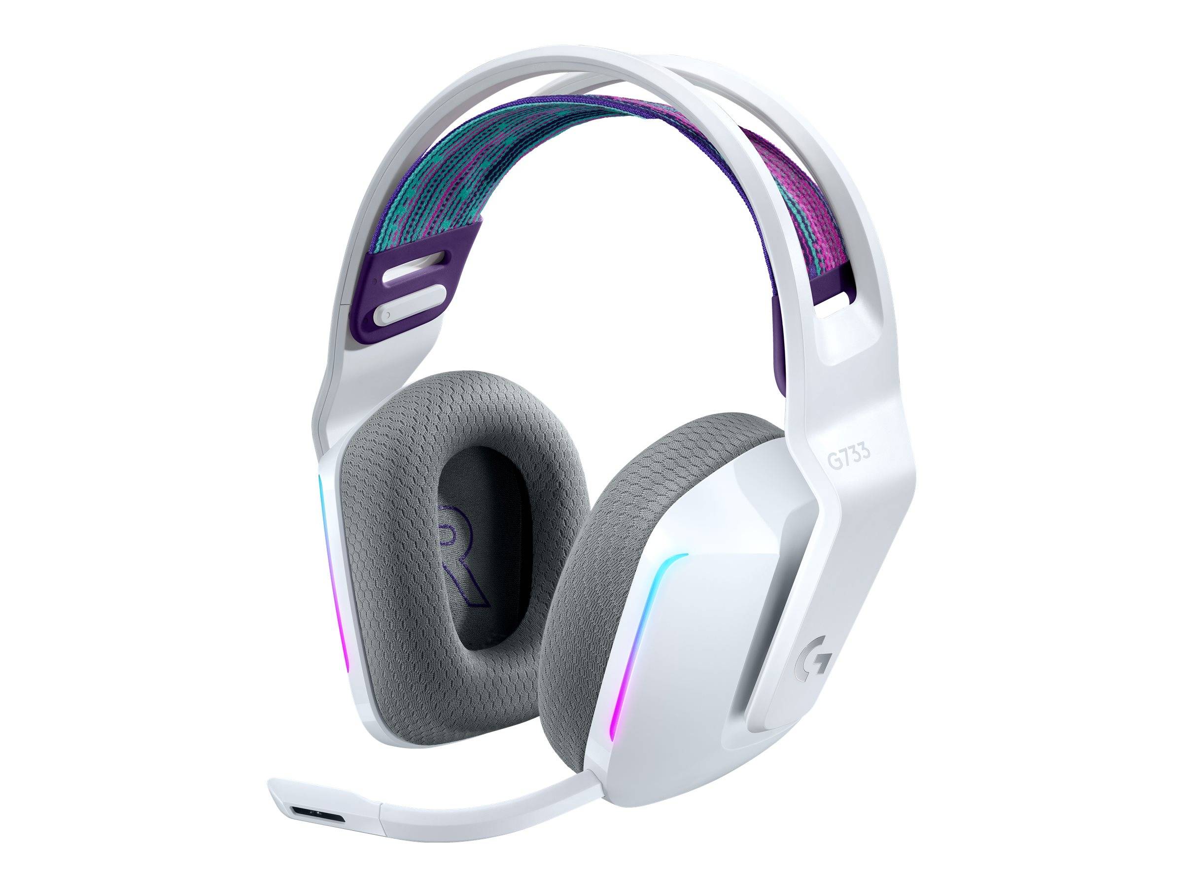 Logitech Gaming G733 LIGHTSPEED Gaming On Ear Headset Funk 7.1 Surround Weiß Lautstärkeregelung