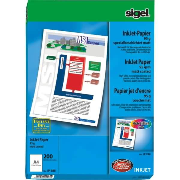 Inkjetpapier A4 95g/qm spezialbeschichtet hochweiß VE=200 Blatt