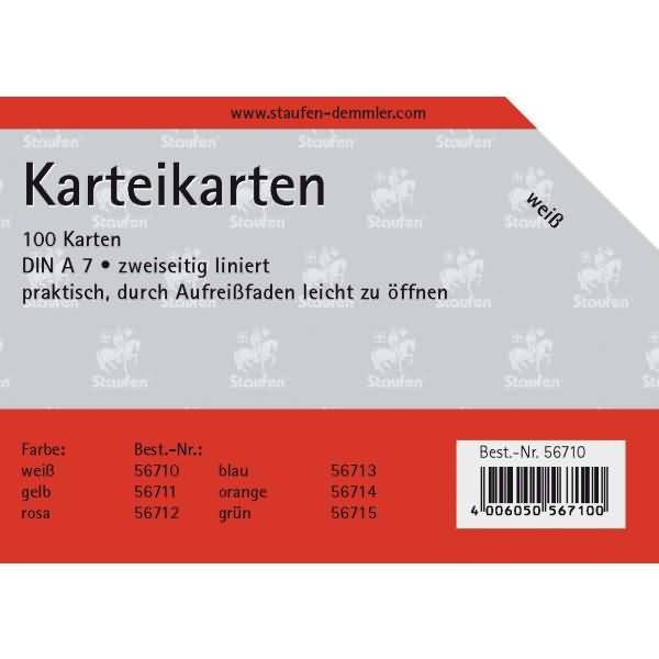 Staufen Karteikarten, DIN A7, weiß