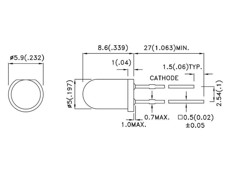 Kingbright LED 5 mm diffus rot 625 nm 45 mcd