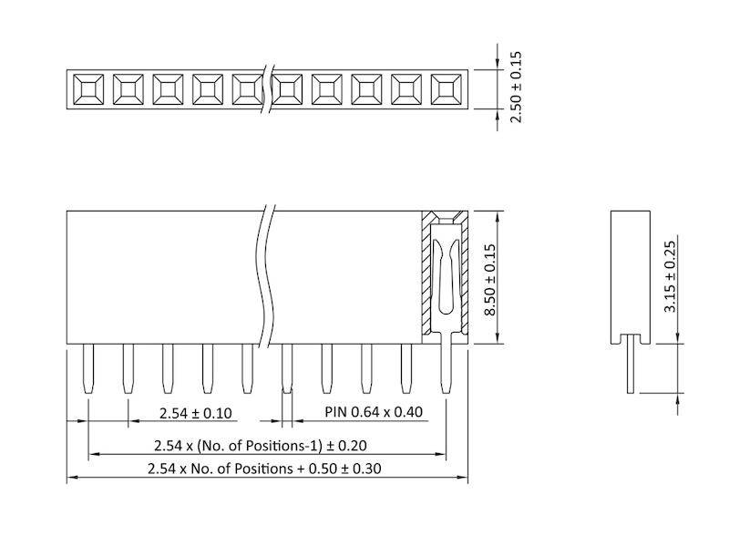 econ connect Buchsenleiste 1 x 13 polig gerade Höhe 8,5 mm Rastermaß 2,54 mm