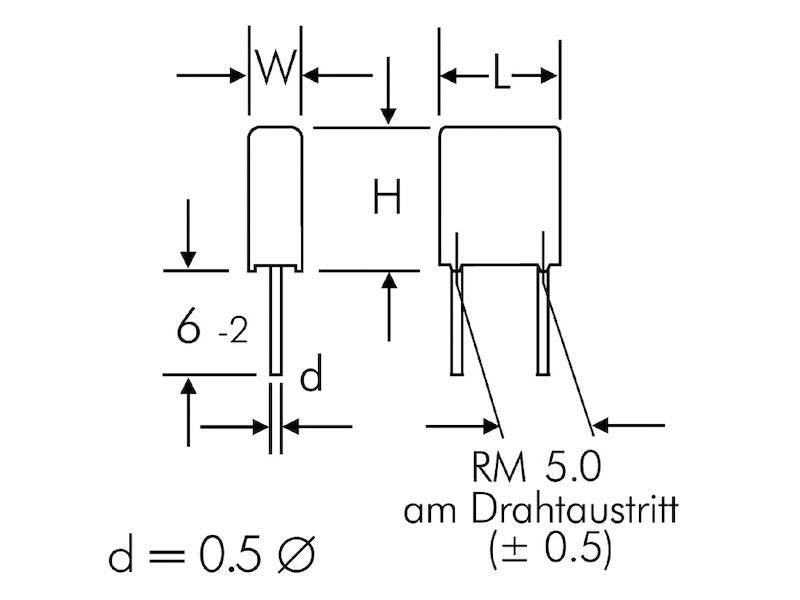 WIMA Polyester-Kondensator MKS 2 1,0 µF ± 10% 63 V Rastermaß 5,0 mm
