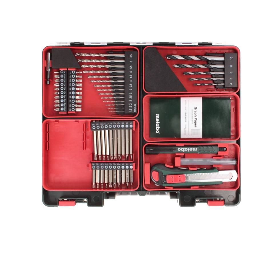 Metabo PowerMaxx BS 600080880 Akku-Bohrschrauber 12 V 2 Ah Li-Ion inkl. 2. Akku, inkl. Koffer, mit Zubehör