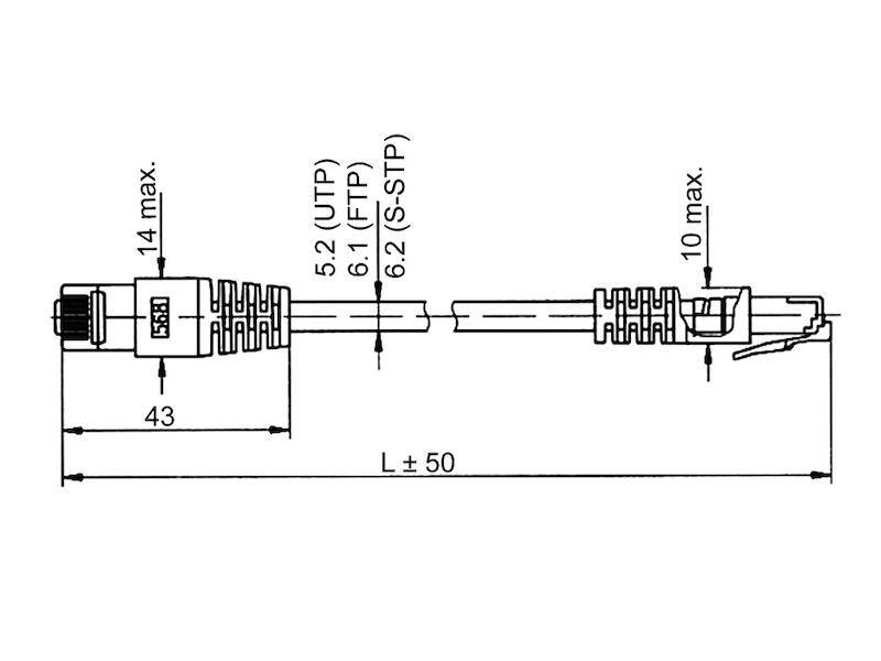 TEGA Patchkabel Cat.6A 2m 100008262 S/FTP(LSZH) 500MHz, 568B, grau