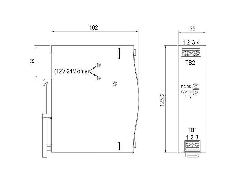 Mean Well Schaltnetzteil Serie NDR-75 75,6 W 12 Vdc 6,3 A geschlossen für DIN-Schiene