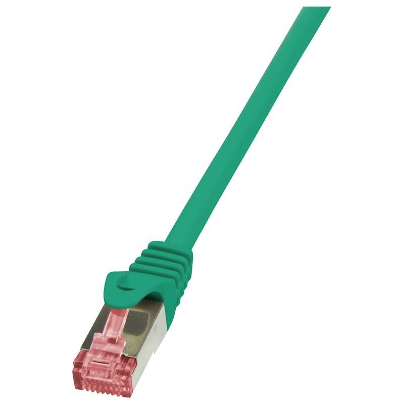 LogiLink CQ2015S RJ45 Netzwerkkabel, Patchkabel CAT 6 S/FTP 0.25 m Grün Flammwidrig, mit Rastnasenschutz 1 St.